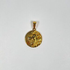 Gold Medallion Lion Head Pendant